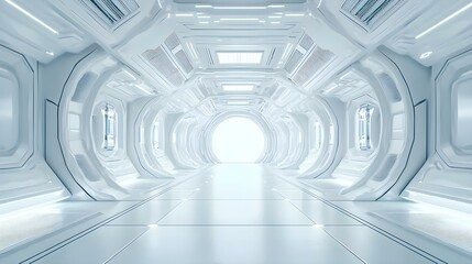 Sci-Fi Wallpaper with White Advanced Technological Patterns