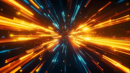 Speed of light in space on dark background