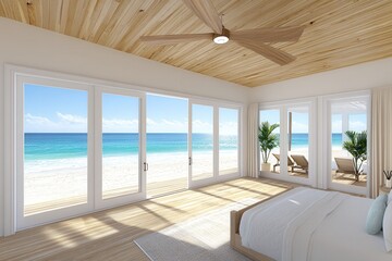 Wall Mural - interior design apartment, Beach coastal bedroom  