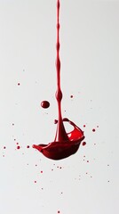 Wall Mural - Red Ink Drop On White