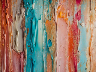 Wall Mural - Dripping vibrant colors forming textured abstract art