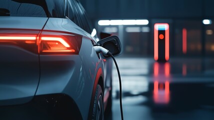 Wall Mural - A car is charging at a charging station