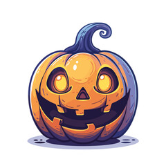 Halloween pumpkin with eyes and smile. Cute cartoon vector illustration.