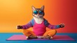 © Ekkarat_Studio - Funny Cat Wearing Sunglasses Doing Yoga On Mat