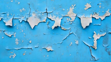 Wall Mural - a blue wall with peeling paint on it