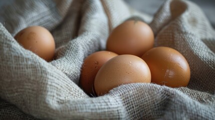 Canvas Print - Fresh Eggs in Burlap