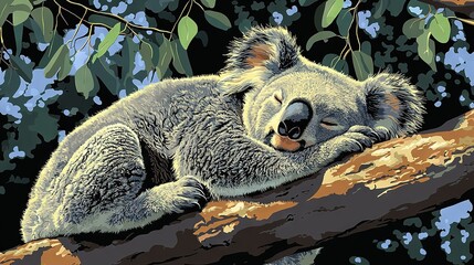 Wall Mural -   Koala resting on tree branch