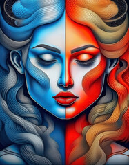 Wall Mural - Red or Blue?