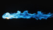 © Bonsales - Abstract image of blue flame flowing horizontally against black background with wisps of translucent smoke trailing behind. Dynamic movement emphasize energy, heat and motion in captivating visual
