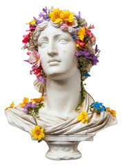 Canvas Print - PNG Classical sculpture adorned with flowers