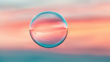 Poster -   A close-up of a water drop against a backdrop of a pink and blue sky in the foreground, with a clear blue sky visible in the background