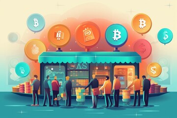 Conceptual vector illustration depicting bitcoin image