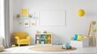 © Hendry - Mockup wall in the children's room on wall white colors background