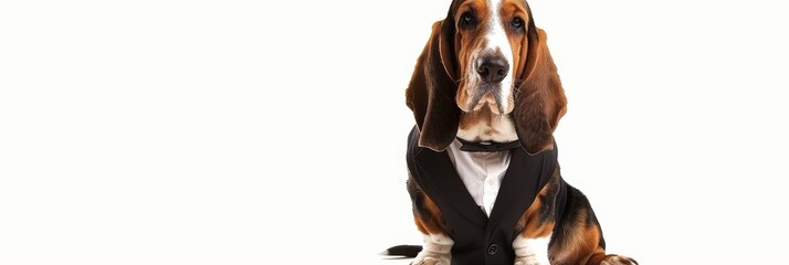 Wall Mural - A dog is wearing a suit and tie