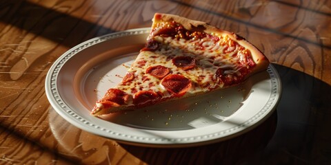 Wall Mural - Pizza slice on a white plate