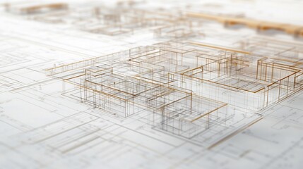 Detailed architectural plan of a project focusing on timeline scheduling and resource allocation with clear crisp lines and an organized structure