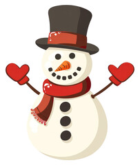 Poster - PNG Cheerful snowman with red scarf