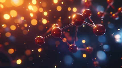 3D illustration of a chemical molecular structure on a background