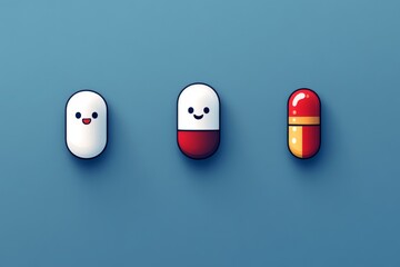 Sticker - Minimalistic Cartoon Capsules on a Soft Background Highlighting the Simplicity and Modernity in Healthcare