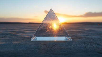 Sticker - Glass Pyramid with Sunset Reflection