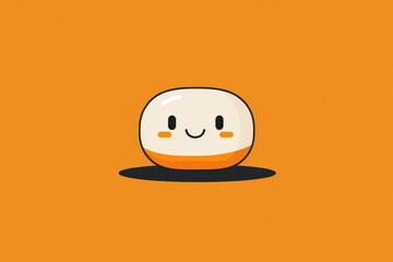 Sticker - Single capsule character with a smiling face on an orange background representing health happiness and individuality in a minimalist and vibrant design