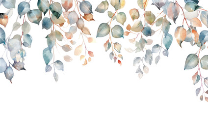 Wall Mural - PNG Watercolor leaves botanical illustration