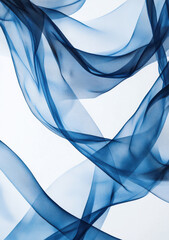 Wall Mural - A close-up of an abstract painting with soft, flowing lines in shades of blue and grey, creating the illusion that they form two intertwined ribbons or waves, symbolizing tranquility and calmness