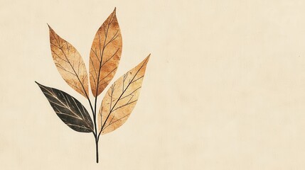 Poster - Beige Background with Dried Leaves