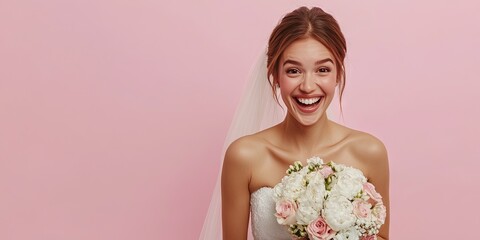 happy female bride, 