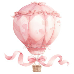 Poster - Coquette hot air balloon transportation aircraft vehicle.