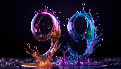 Poster - Vibrant Splash of Colorful Liquid Number Nine