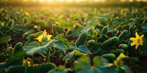 Canvas Print - Field of cucumbers or pickled cucumbers available for purchase