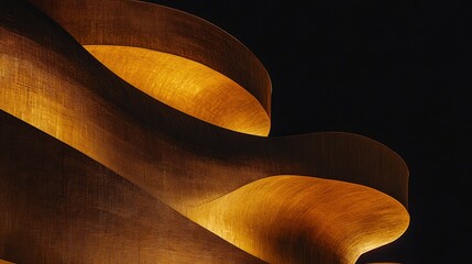 Wall Mural - Abstract architectural form with flowing lines and organic shapes illuminated at night