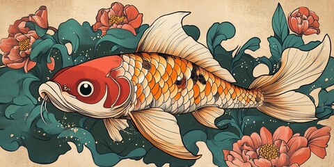 Canvas Print - Old school tattoo illustration 