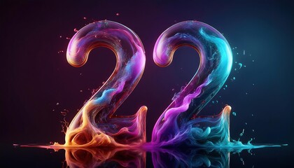 Poster - Vibrant Fluid Art Design Featuring Number 22