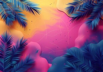 Wall Mural - Tropical Palm Leaves on Abstract Background