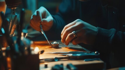 Wall Mural - A Craftsman's Delicate Touch: Jewelery Making