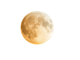 glowing full moon with detailed textured surface isolated on transparent background