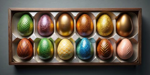 Wall Mural - Easter eggs in a luxurious packaging with a modern aesthetic , pastel colors, elegant, upscale, sophisticated