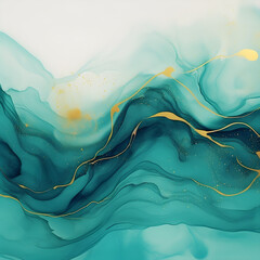 a tranquil blending of mint green and seafoam blue abstract shape for backgrounds, generative ai