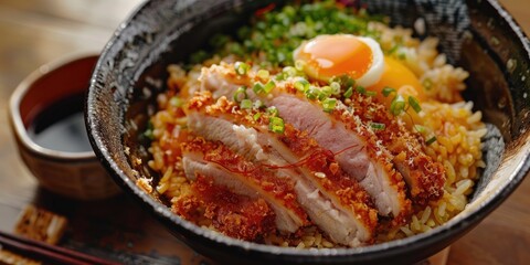 Wall Mural - Turuko Rice A Local Specialty from Nagasaki featuring a fusion of Pilaf Spaghetti and Pork Cutlet