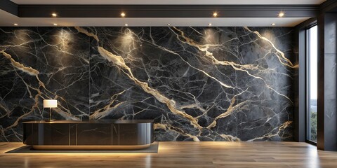 Wall Mural - Elegant marble black background wall surface with abstract pattern for interior decoration, marble, black, background