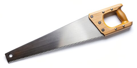 Wall Mural - Folding handsaw in folded state isolated on white Close Up, isolated, handsaw, metal, saw, home improvement,folding handsaw, equipment, folded, portable, compact, folding saw, hand tool