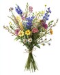 © kitidach - A detailed 3D render of a bouquet of mixed wildflowers, tied with twine, isolated on white background