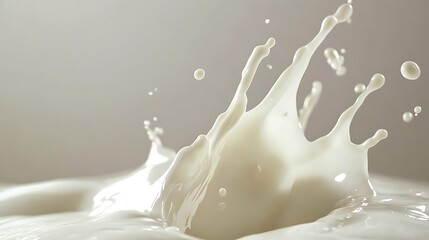 Close-up of a milk splash, creating a dynamic pattern with creamy white liquid and a blurred background.