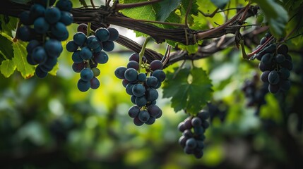 Wall Mural - Juicy ripe grapes on a branch