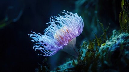 Wall Mural - Anemone in the Deep Blue