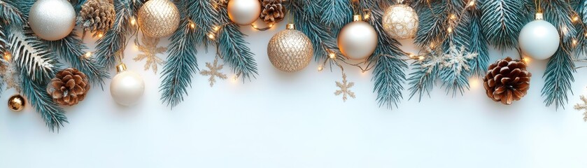 festive winter wonderland border: a serene and elegant christmas border with glistening gold and ivo
