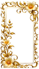 Wall Mural - Luxury Gold Flower Border Frame Transparent PNG Transparent Background