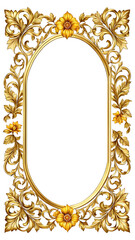 Wall Mural - Luxury Gold Flower Border Frame Transparent PNG Transparent Background